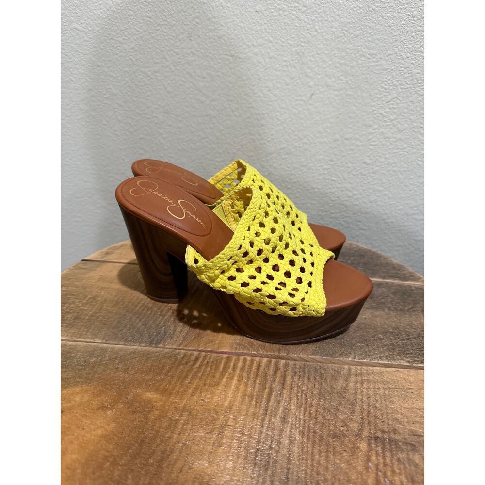 Jessica Simpson Yellow Crochet Platform Mule